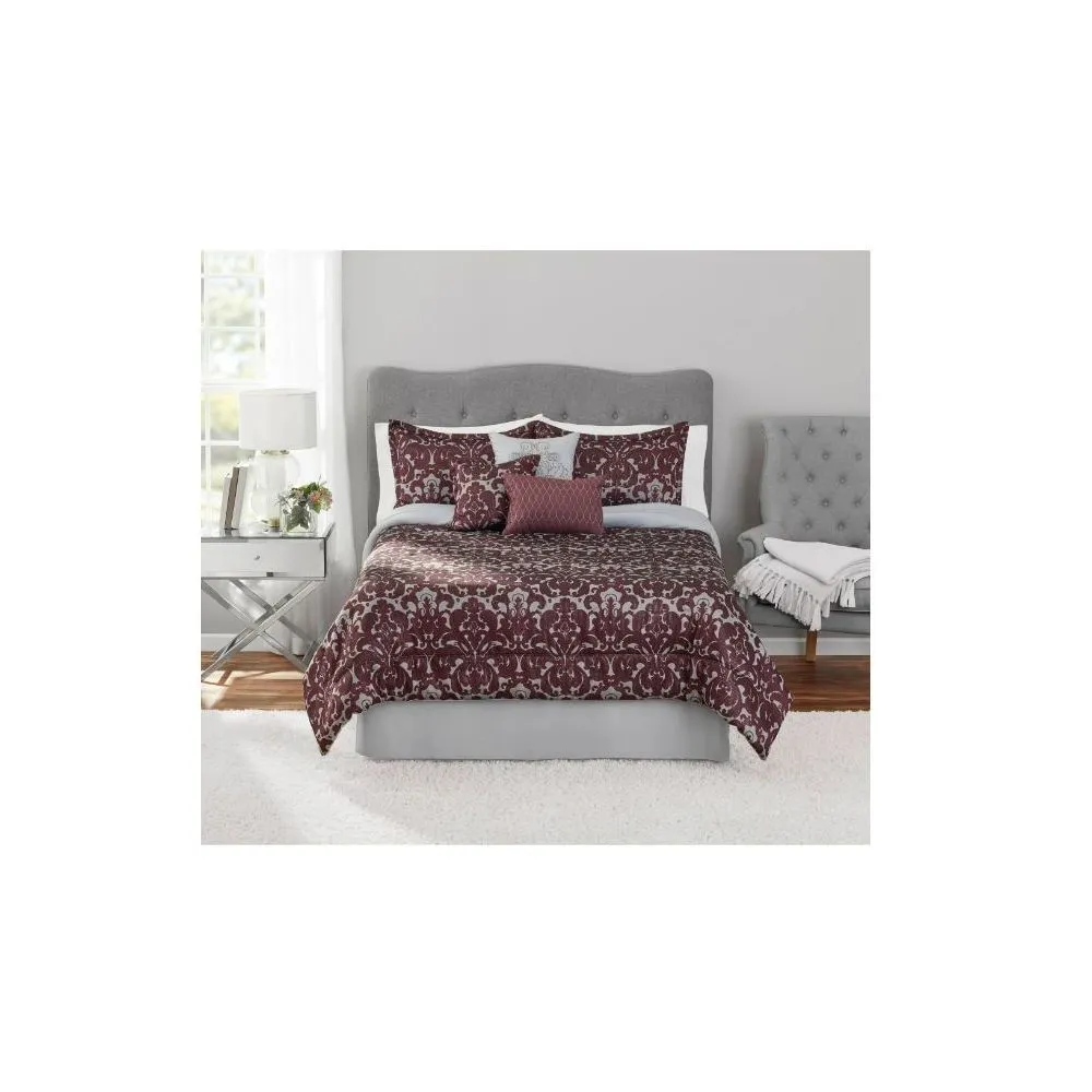 Mainstays 83616 Traditional Damask 7 Piece Comforter Sets, King with Shams