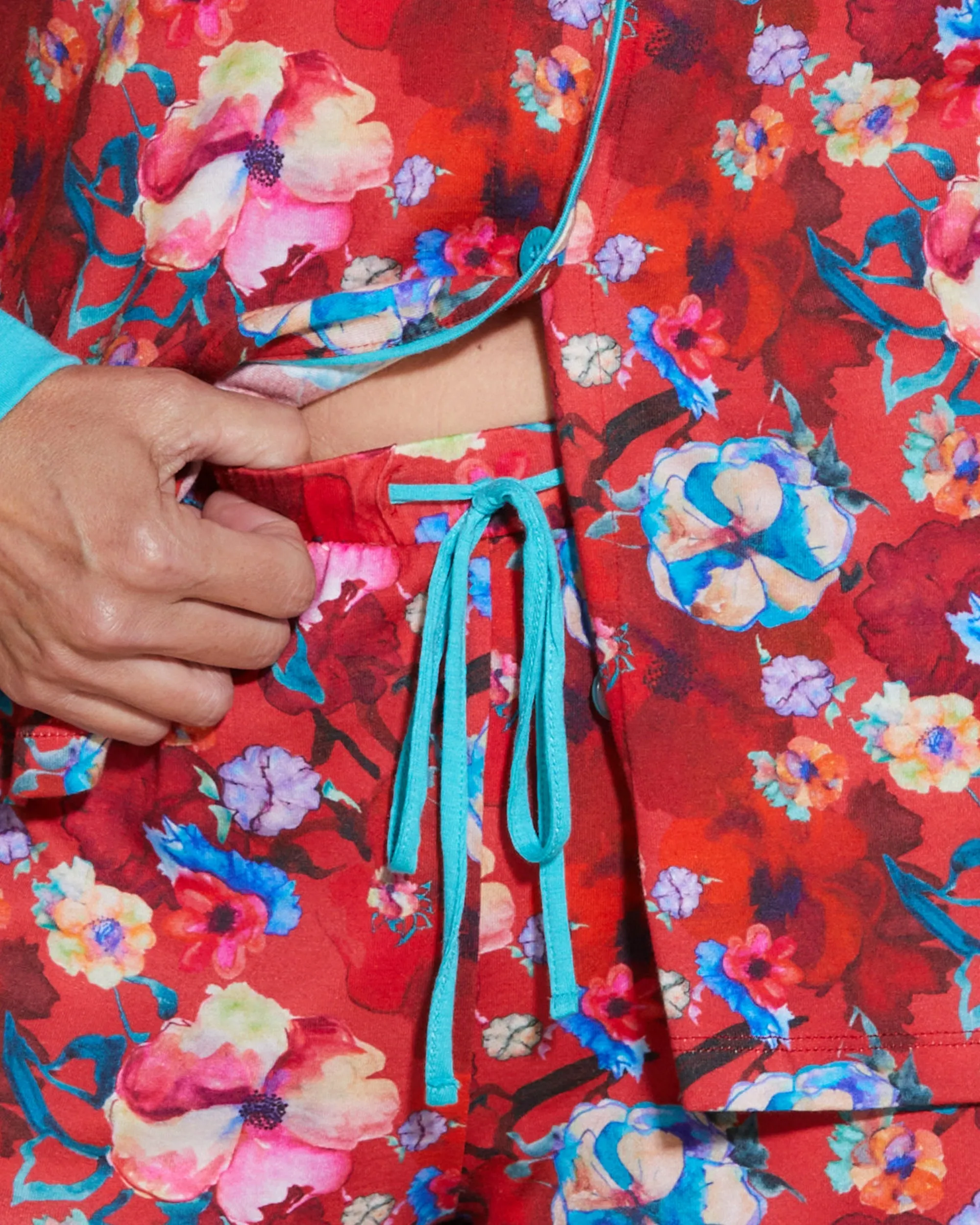Printed Long Sleeve Top & Boxer Pajama Set