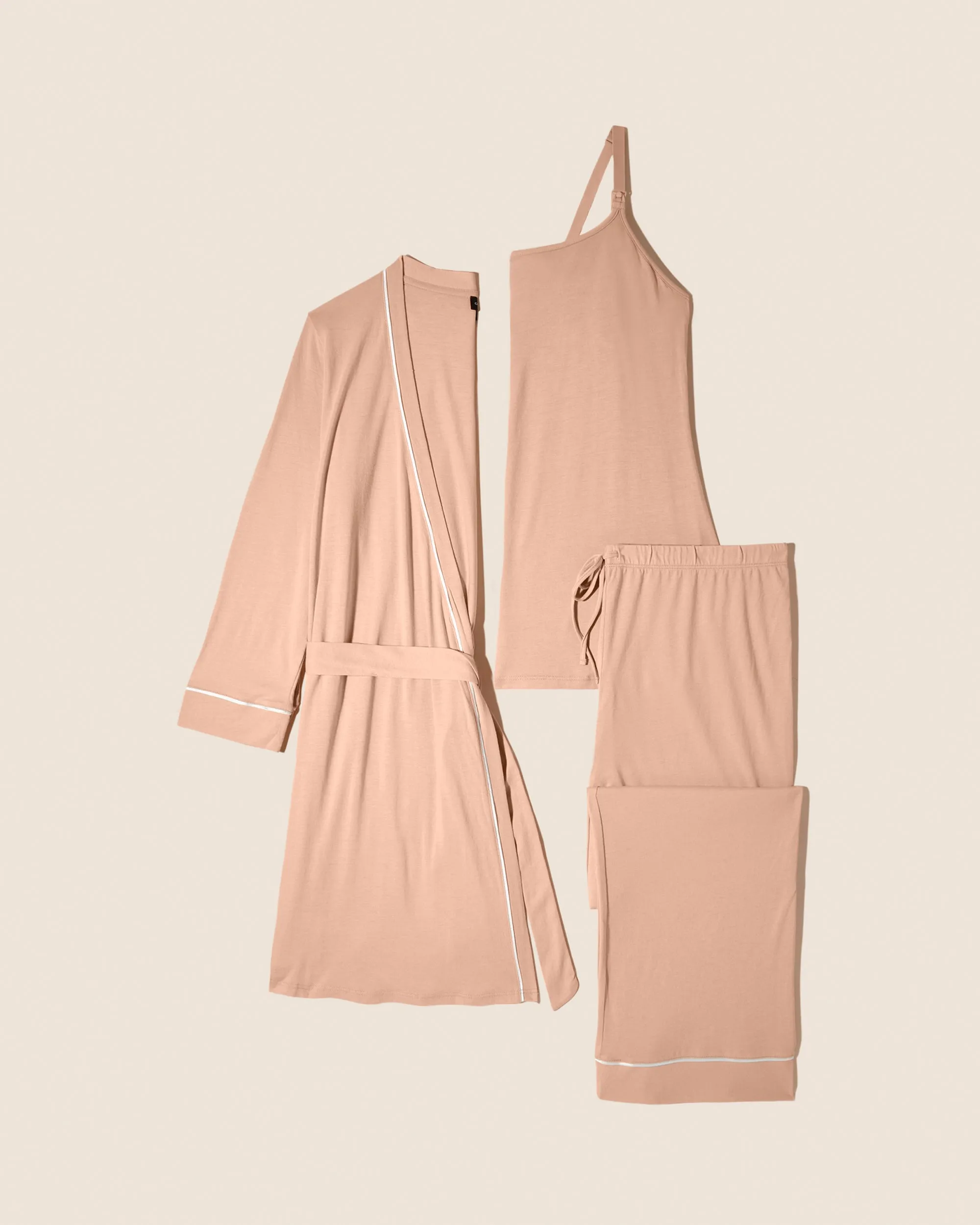 Pyjama-Set Für Schwangere, 3-Teilig, Mit Bademantel