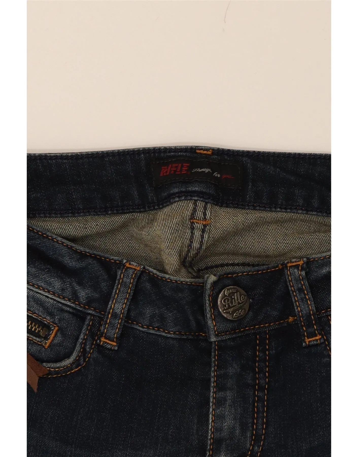 RIFLE Womens Skinny Jeans W29 L30 Navy Blue Cotton