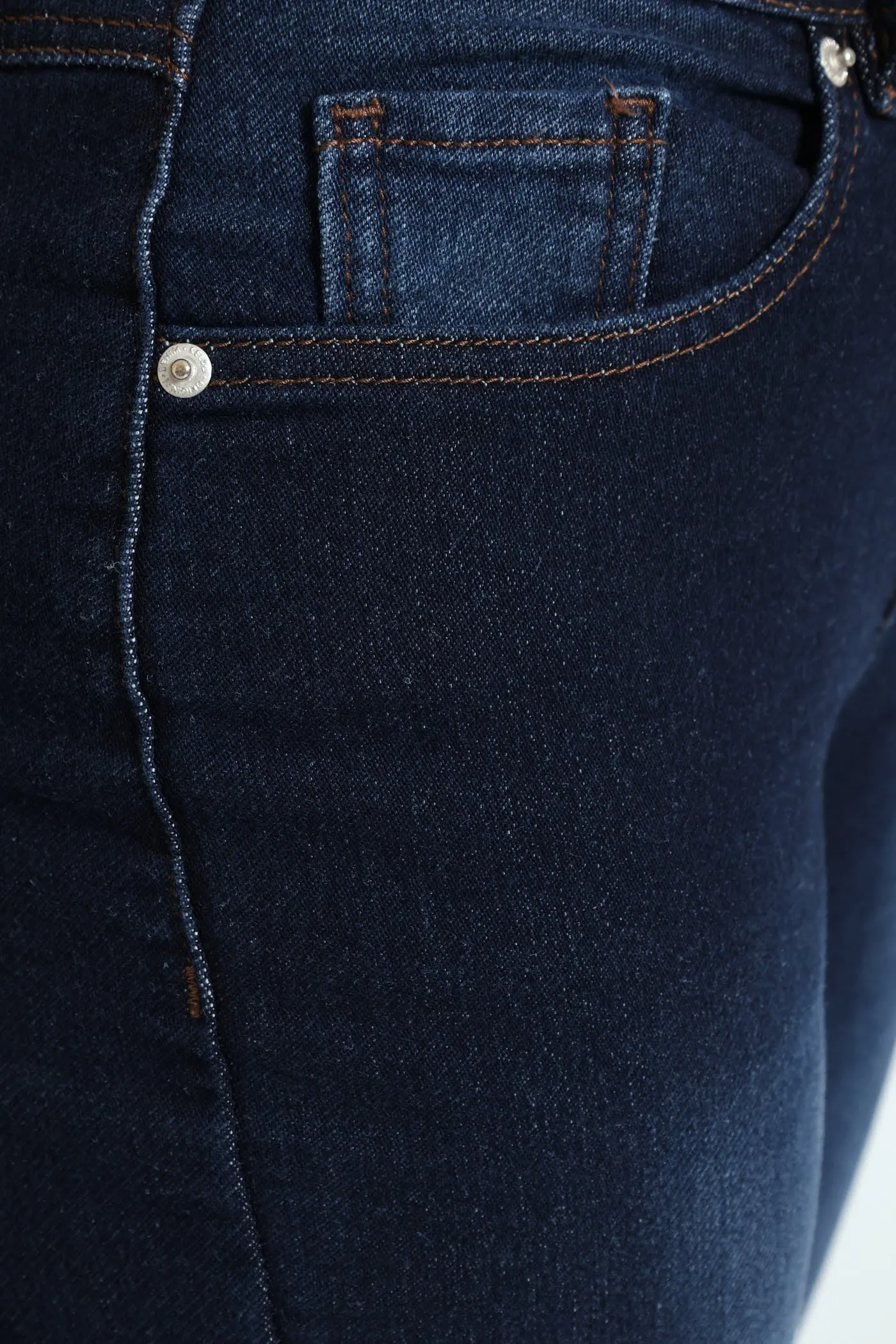 Roll Hem Knit Denim Skinny Leg Jean - Dark Wash