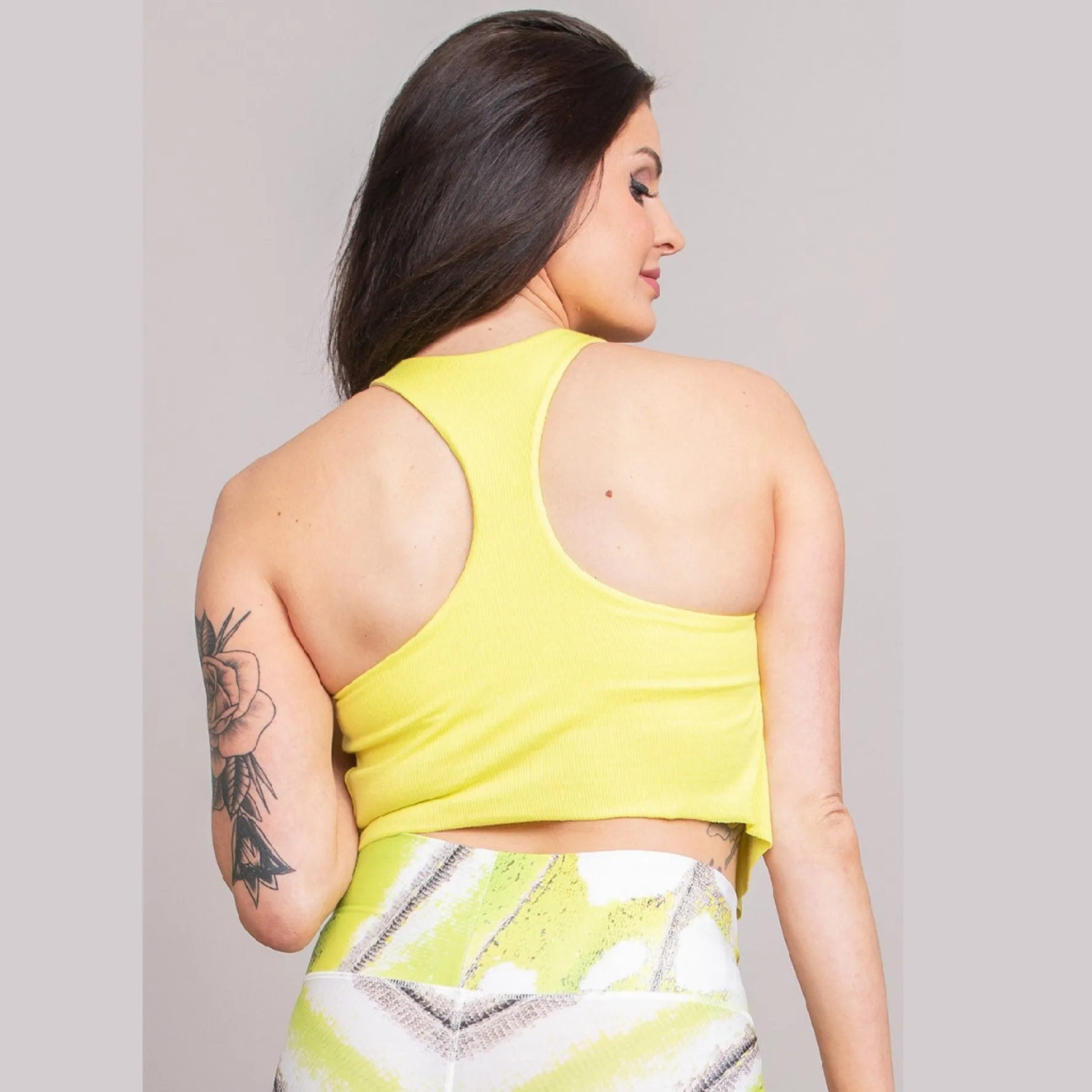 Tie Tank Sports Bra - Electric Lemon