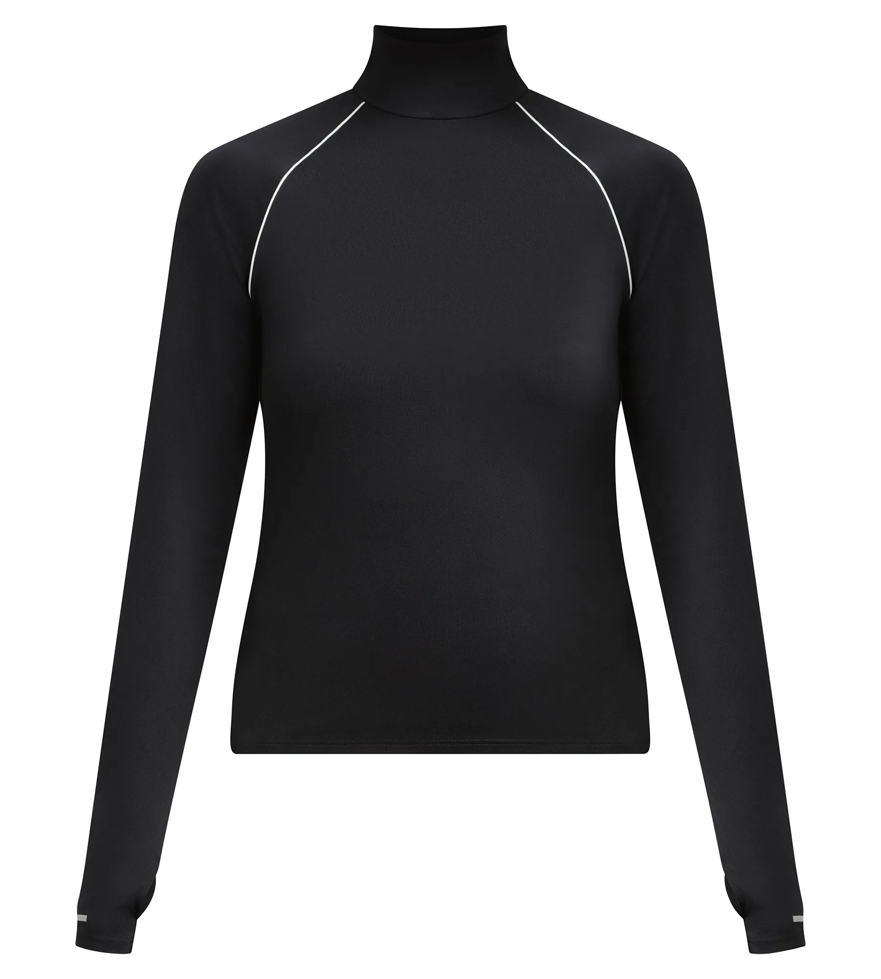 Women's sports top with high collar in black microfiber Dim Move