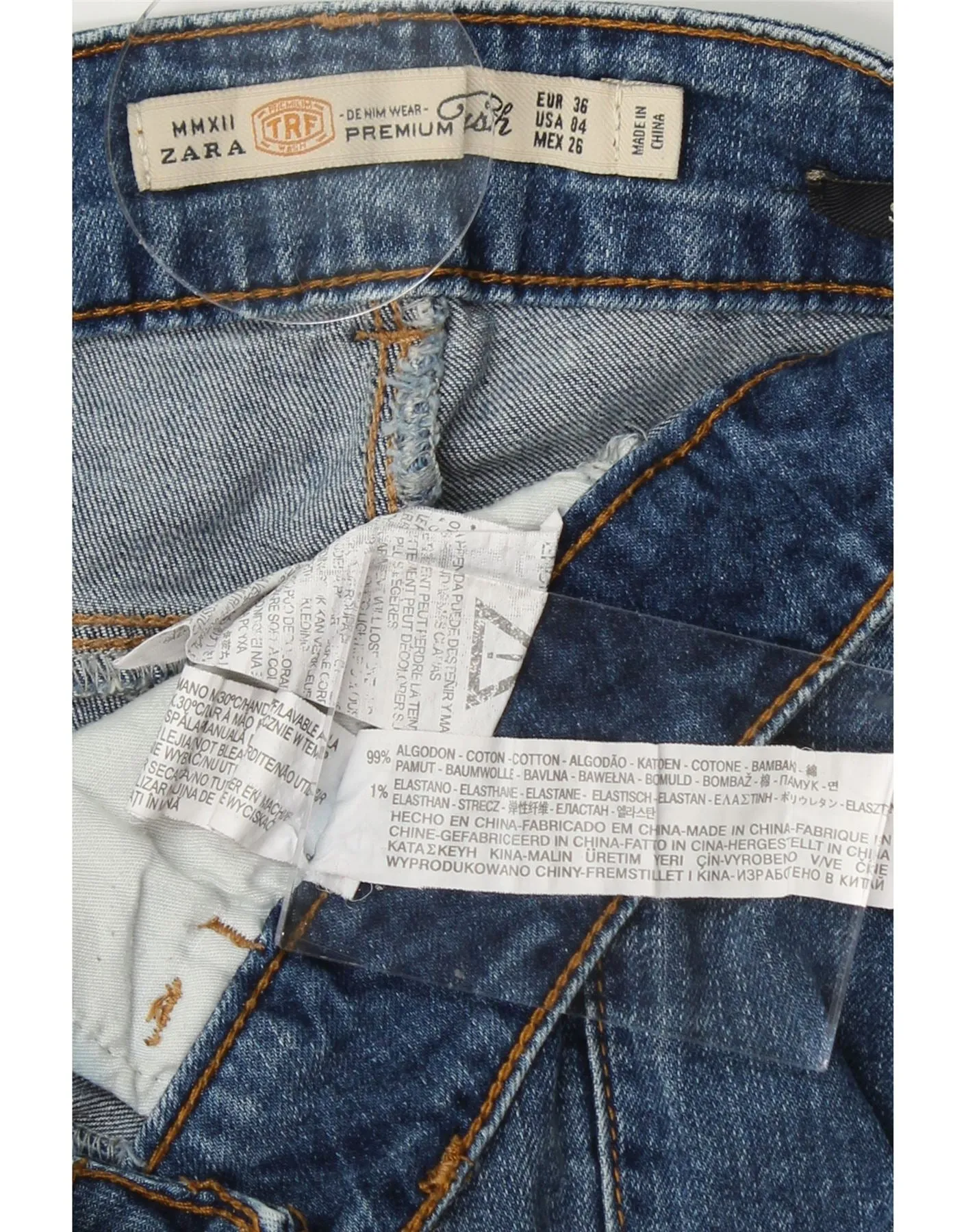 ZARA Womens Distressed Skinny Jeans EU 36 XS W26 L32 Blue Cotton