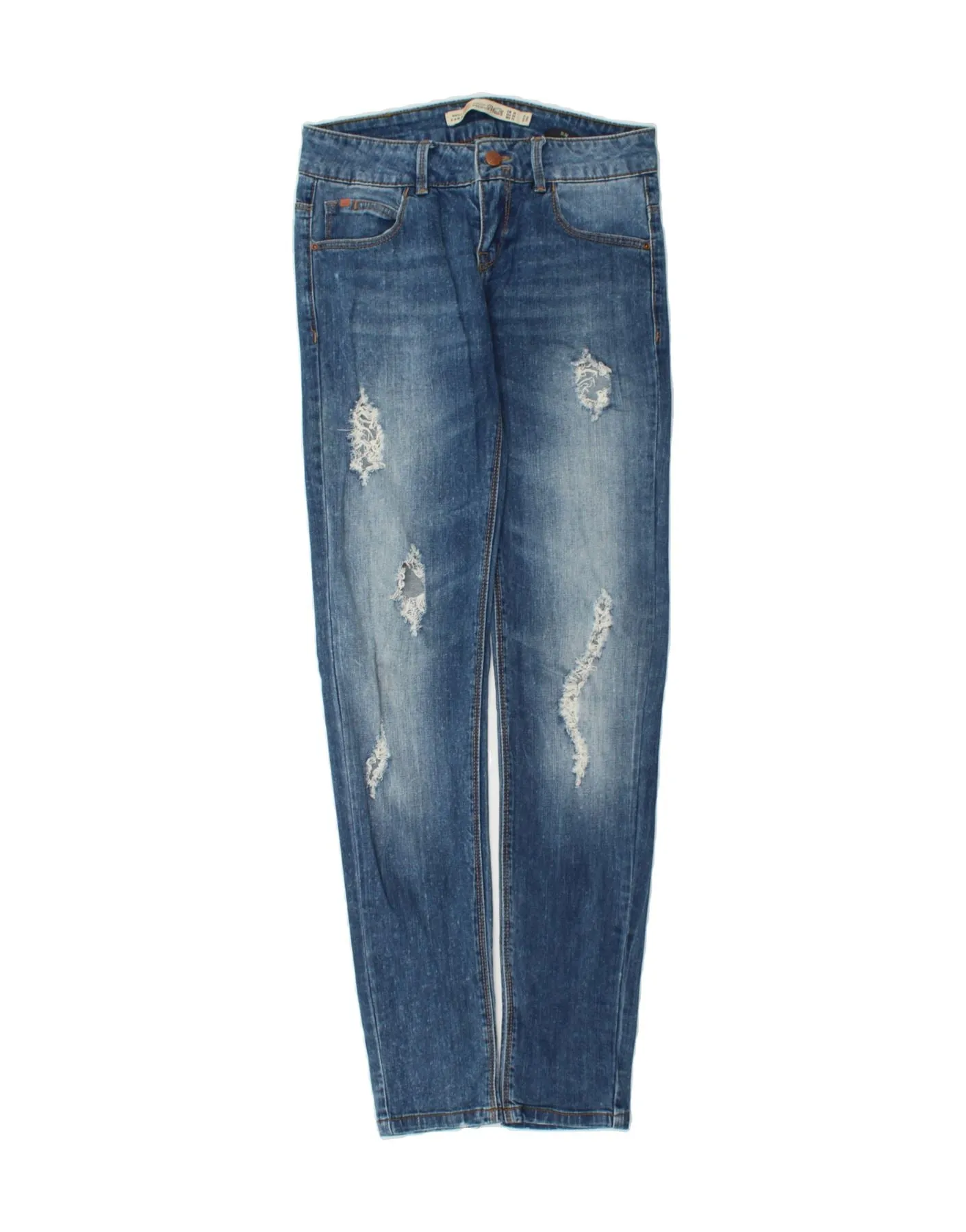ZARA Womens Distressed Skinny Jeans EU 36 XS W26 L32 Blue Cotton
